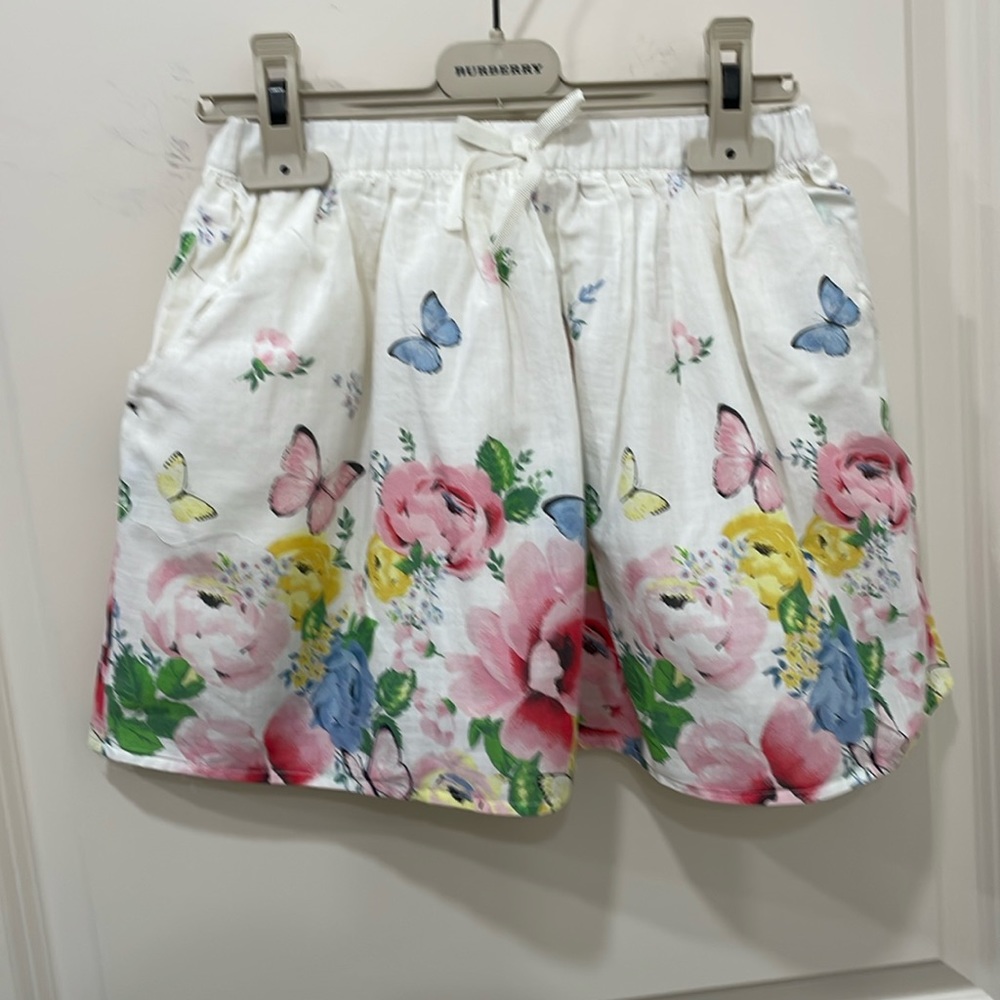 HnM Skirt floral white and multicolor lined